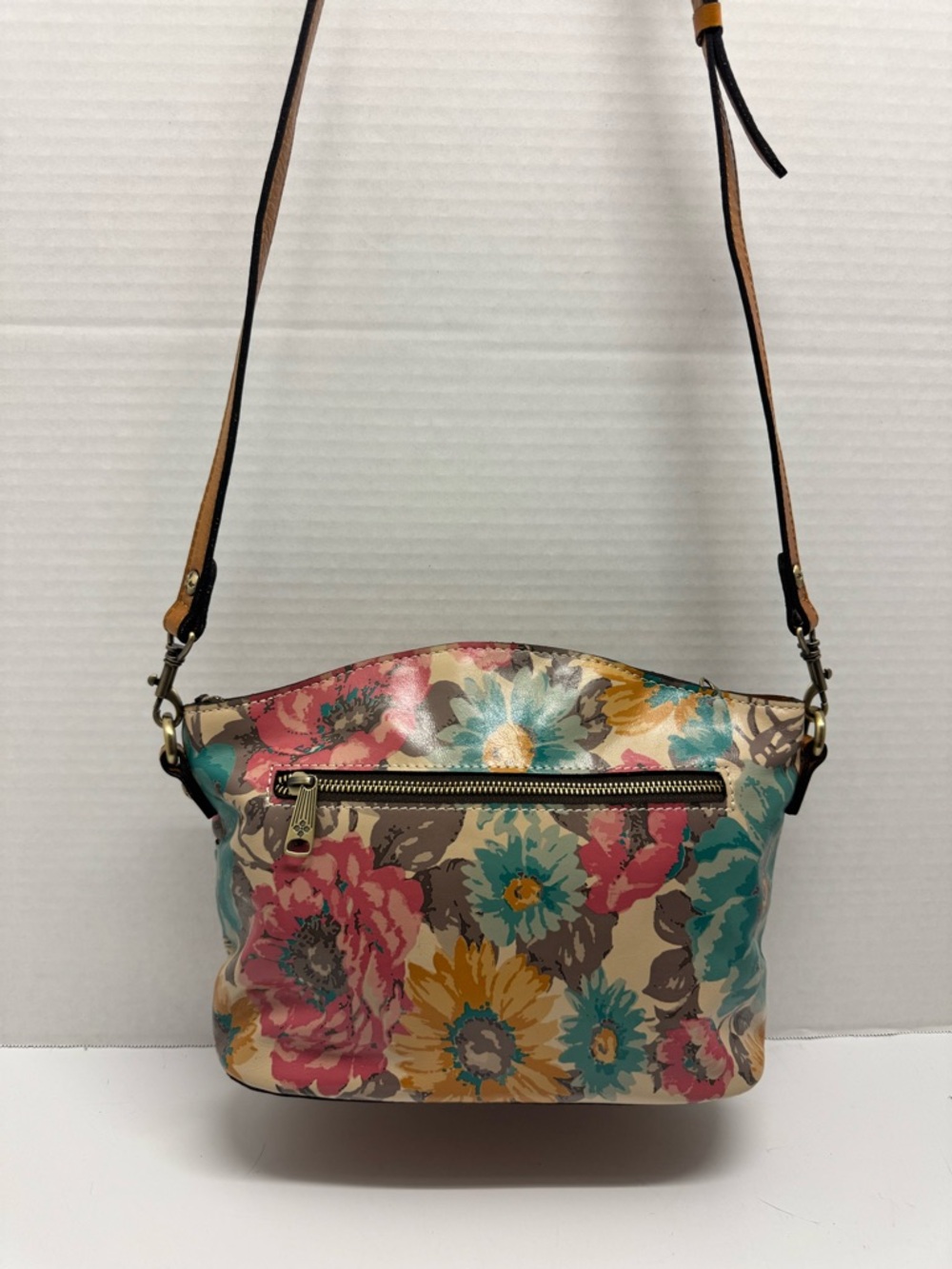 Patricia Nash Floral Crossbody Bag in Pink, Teal, Yellow, Brown